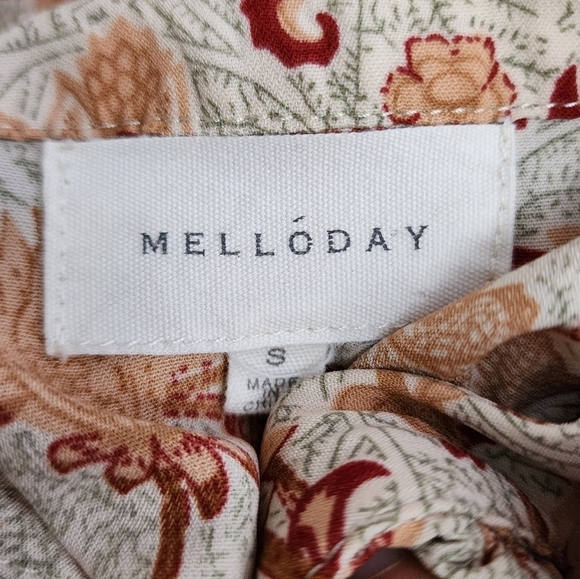 Melloday Anthropologie Womens Floral Boho Popover Blouse Tunic Oversized Small. - Picture 8 of 10